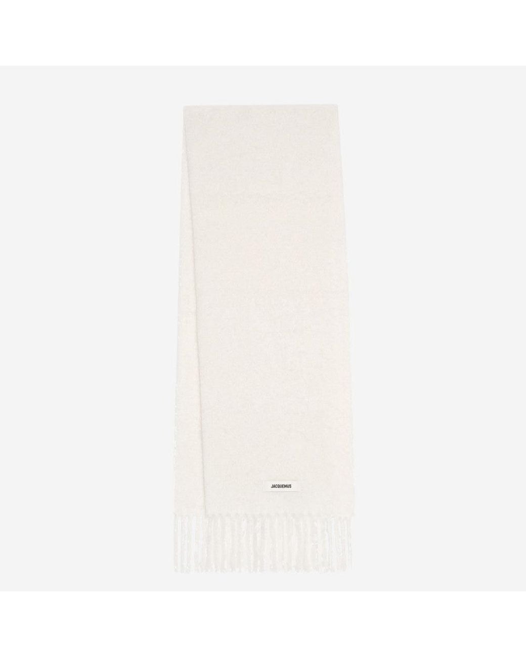 Jacquemus White Off Embroidered Logo Scarf