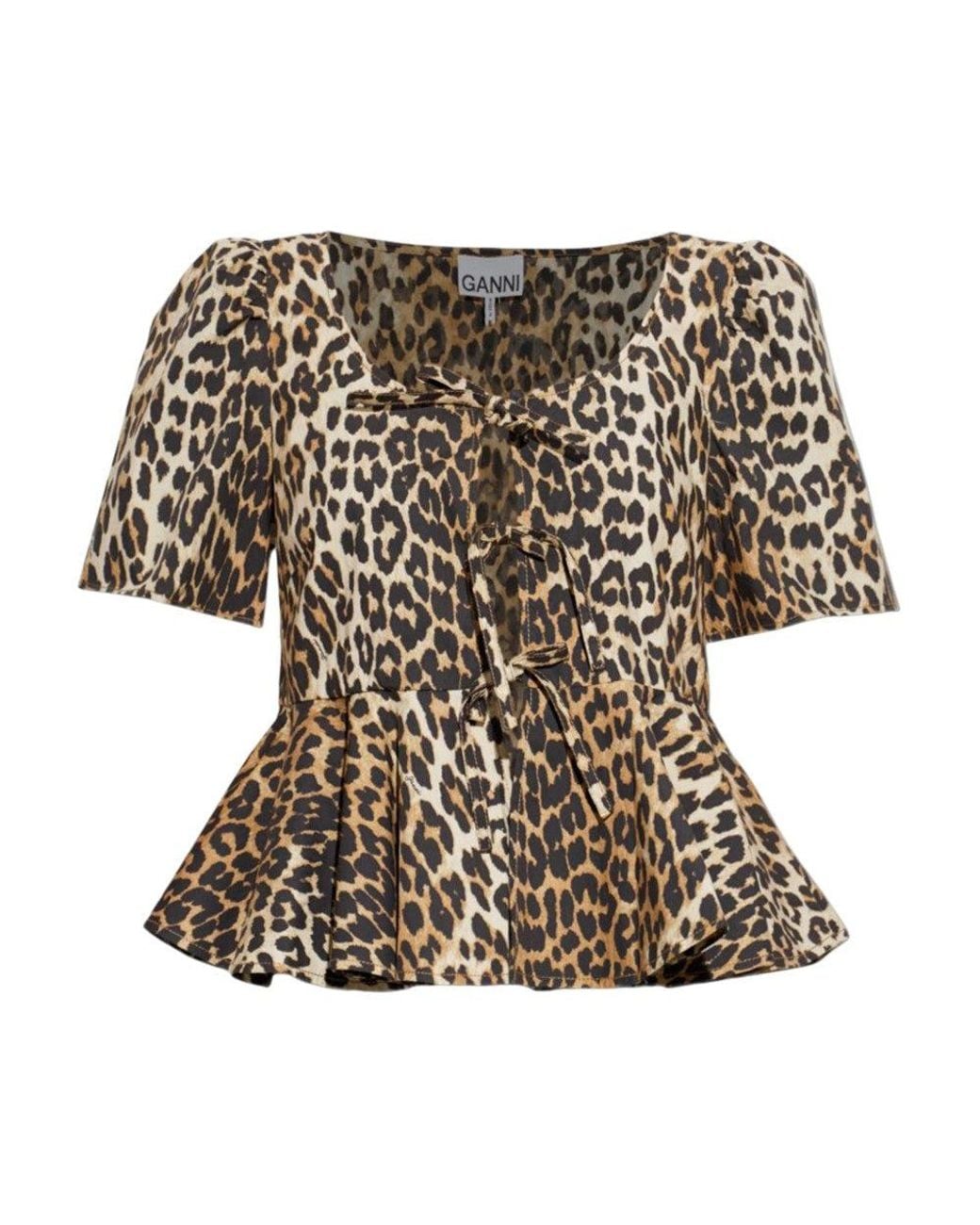 Ganni Blue Scoop Neck Top