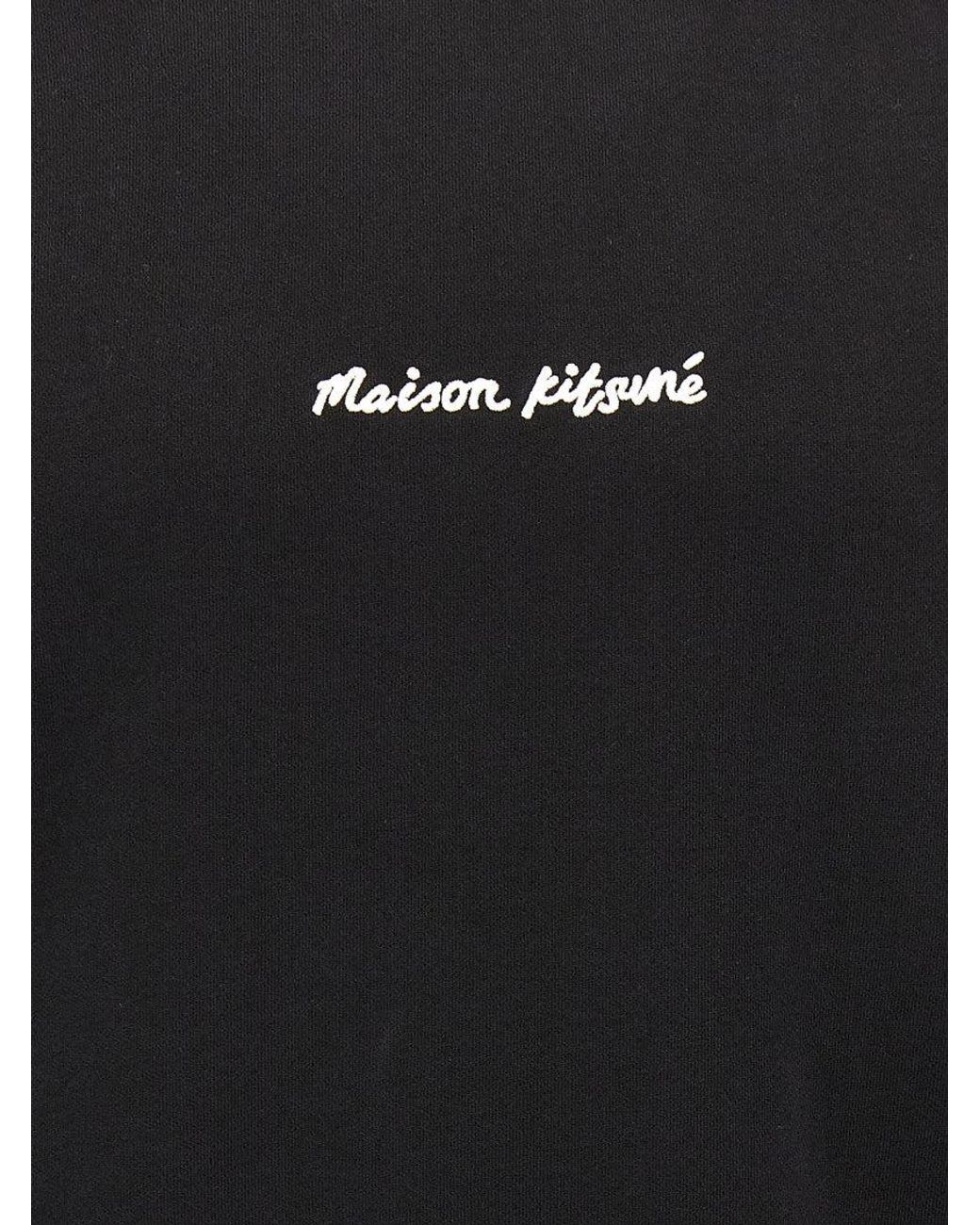 Maison Kitsuné Black Logo Embroidery Sweatshirt for men