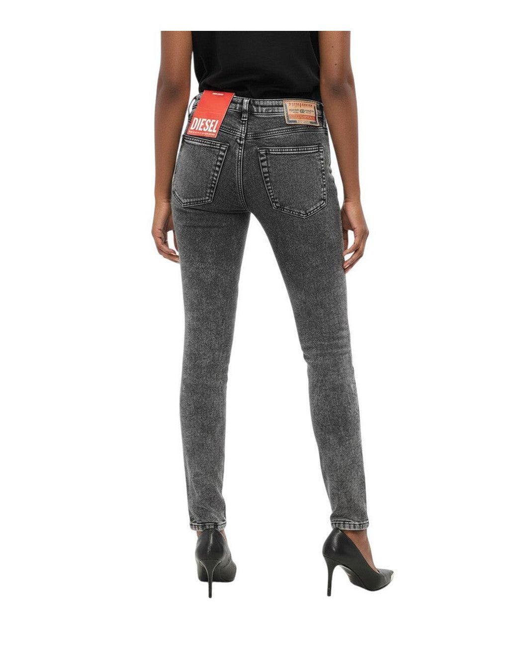 DIESEL Black Skinny Mid Rise Jeans