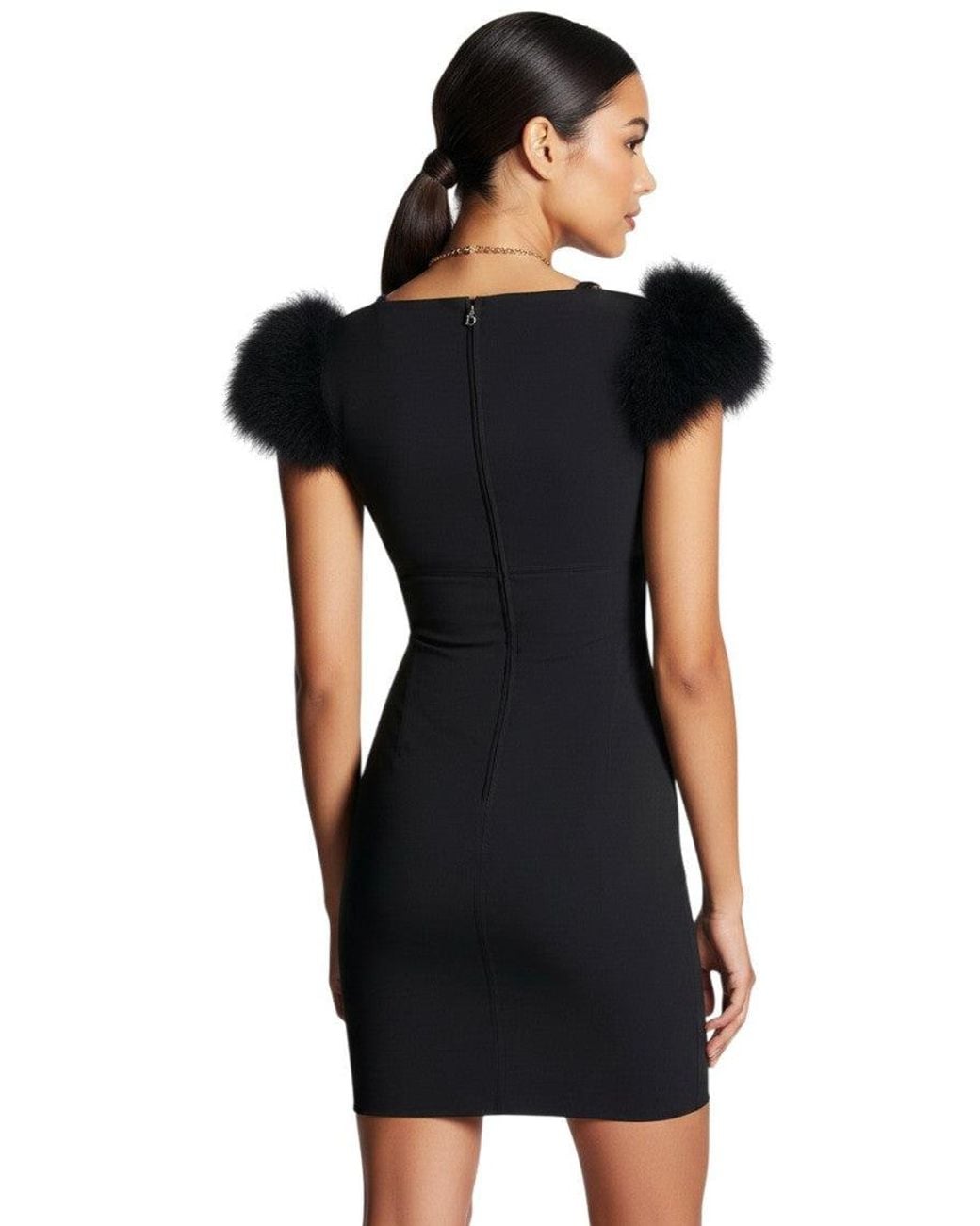 DSquared² Black Embellished V Neck Mini Dress