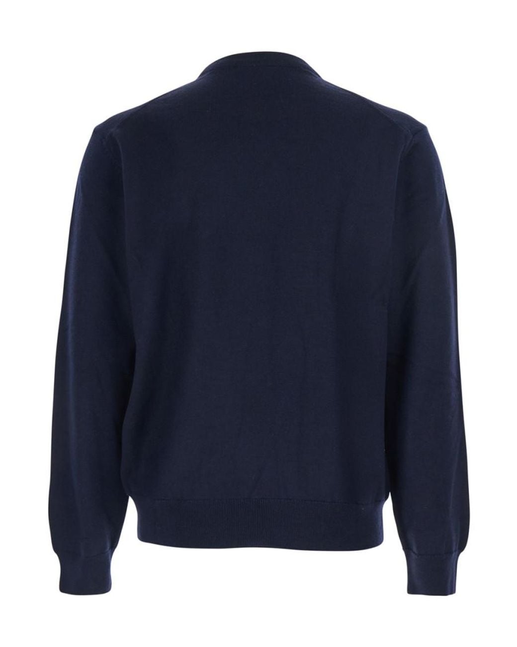 Maison Kitsuné Blue Crew Neck Sweater With Fox Patch for men