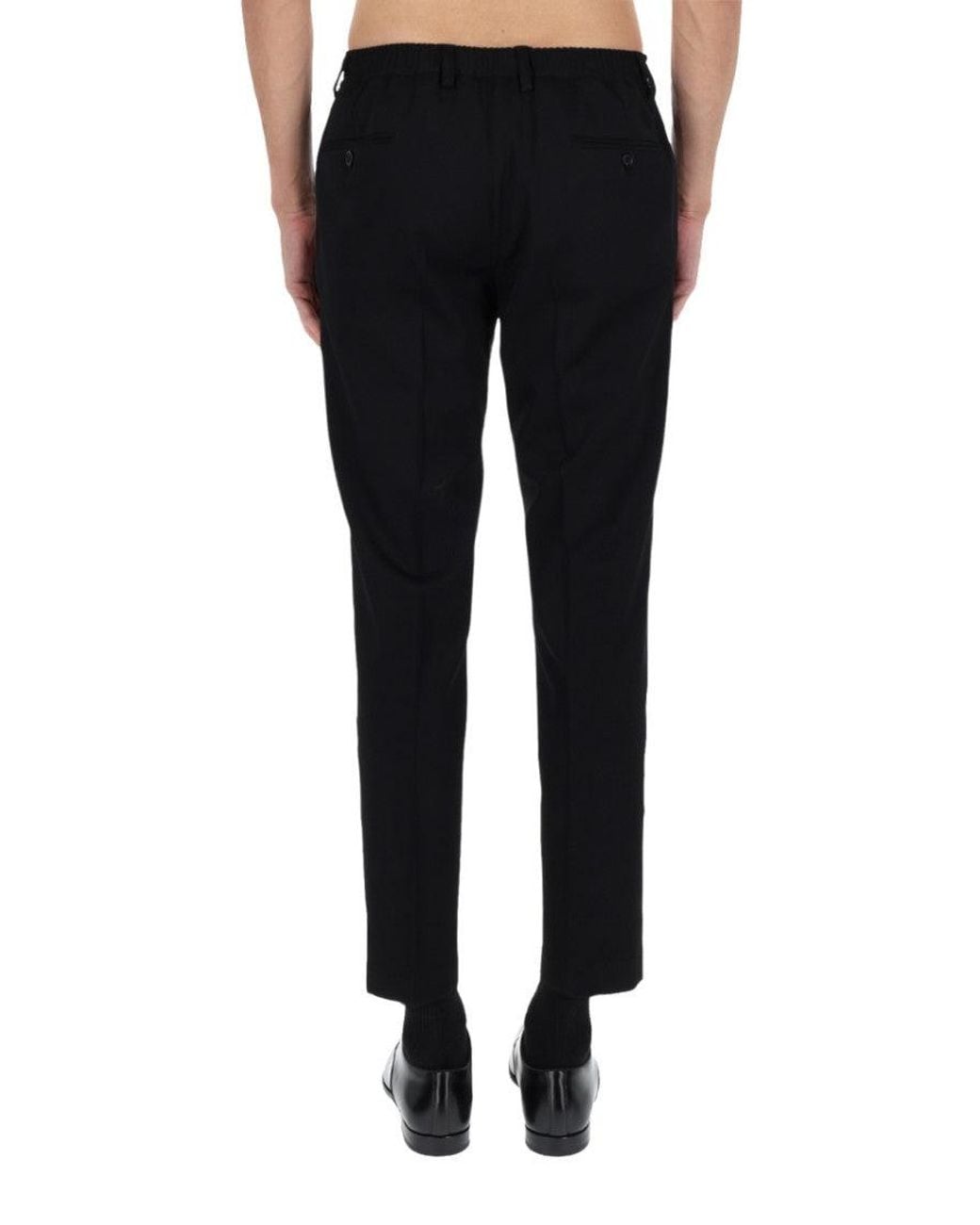 Dolce & Gabbana Black Straight Pleated Pants for men