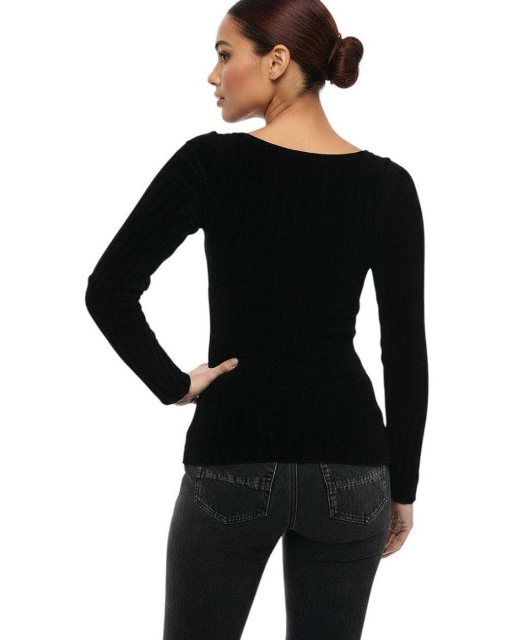 MSGM Black Sweet Heart Neck Top