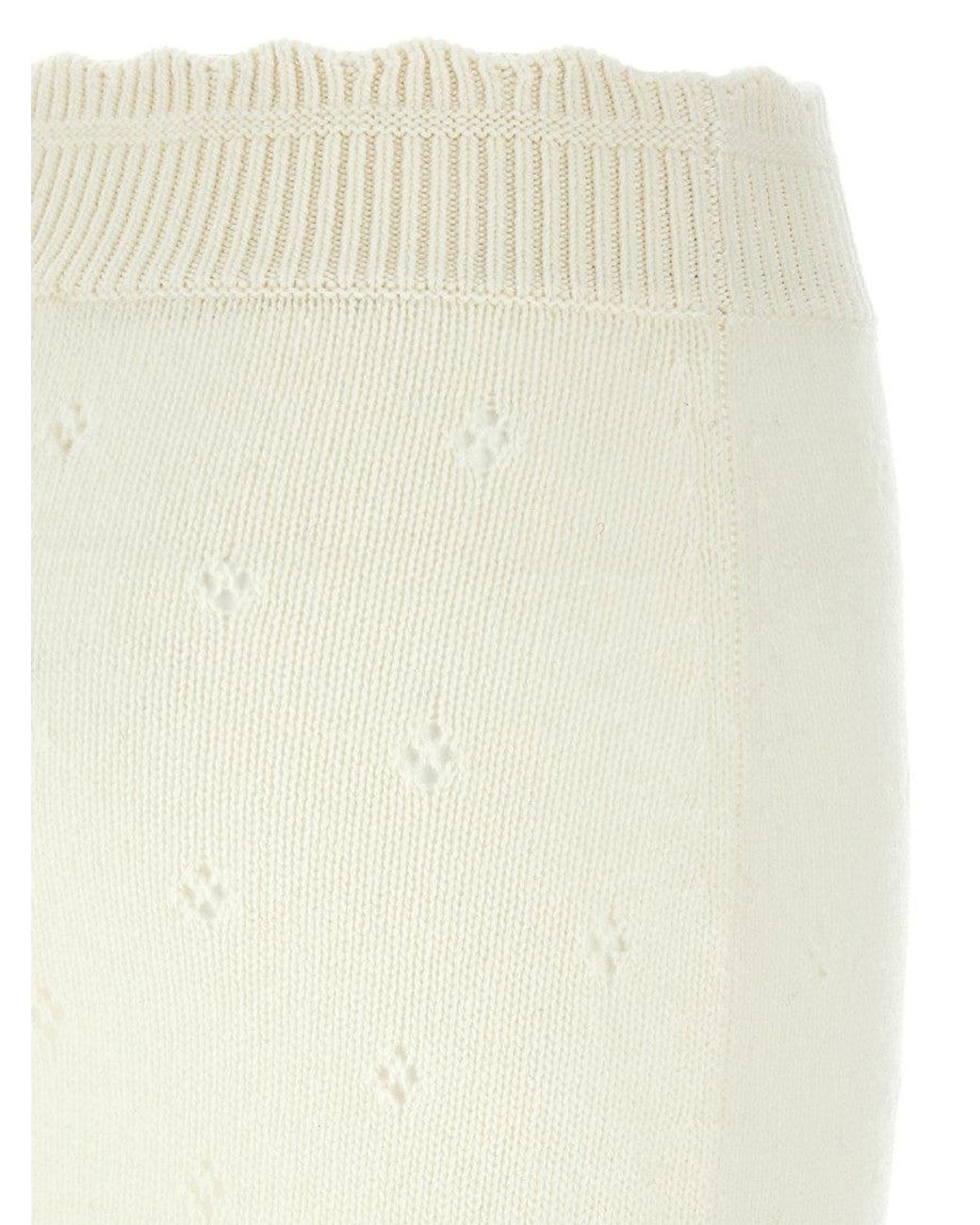 Chloé Natural Jacquard Logo Openwork Knit Skirt