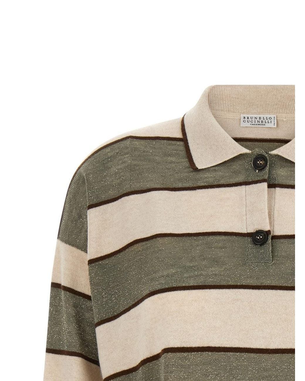 Brunello Cucinelli Multicolor Stripes Shirt Collar Polo