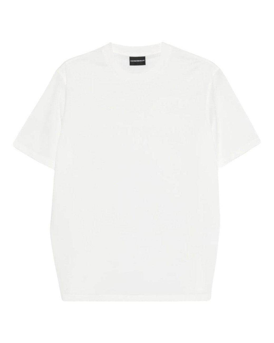 Emporio Armani White Solid Crew Neck T-Shirt for men