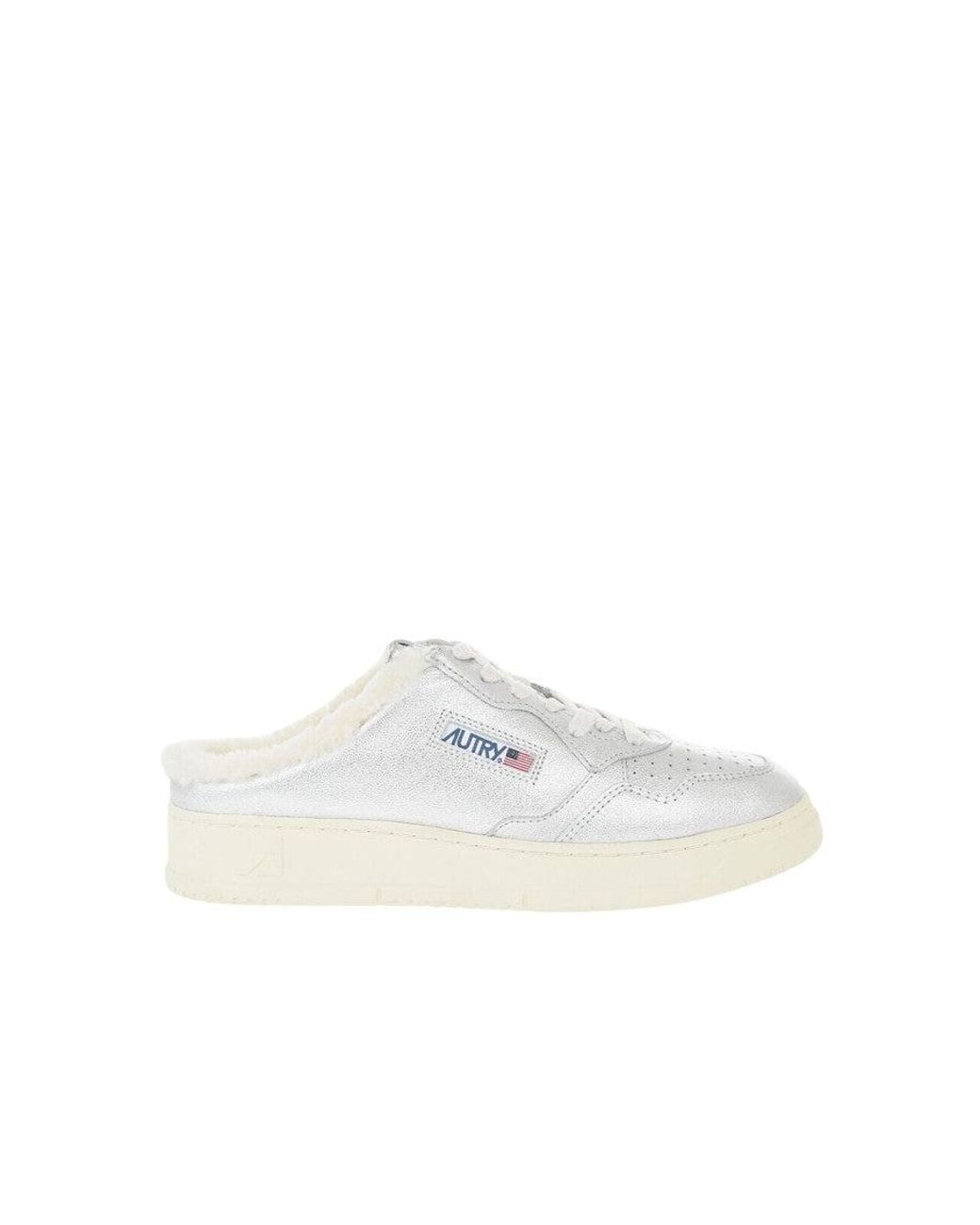 Autry White Metallic Leather Sneakers