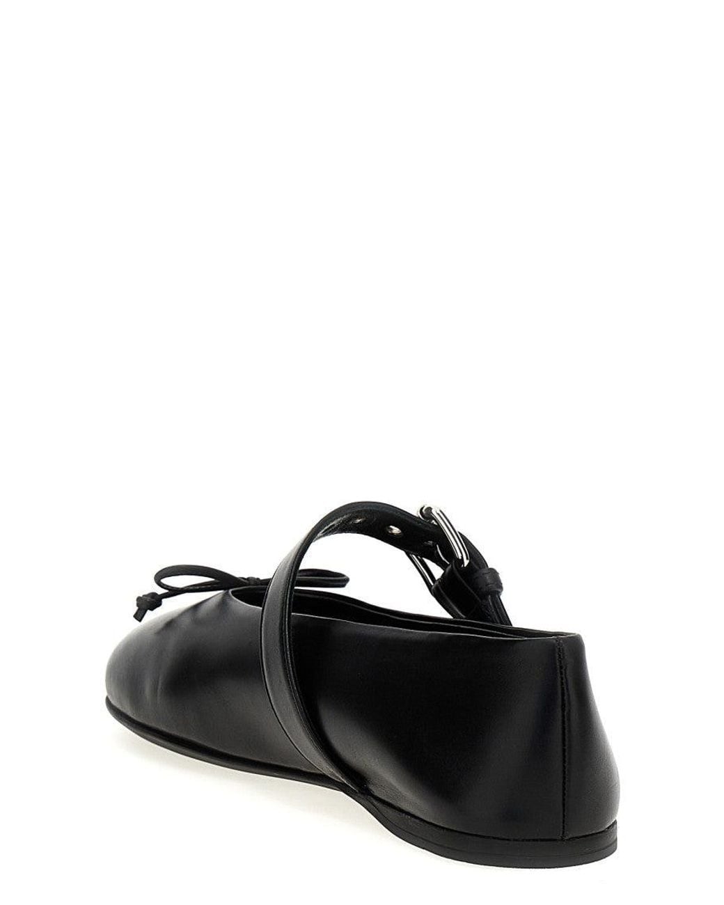 Miu Miu Black Buckle Strap Ballet Flats