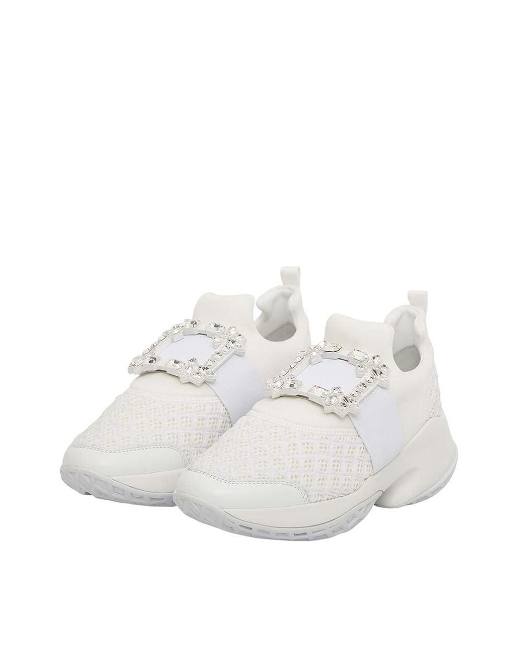 Roger Vivier White Crystal Sneakers