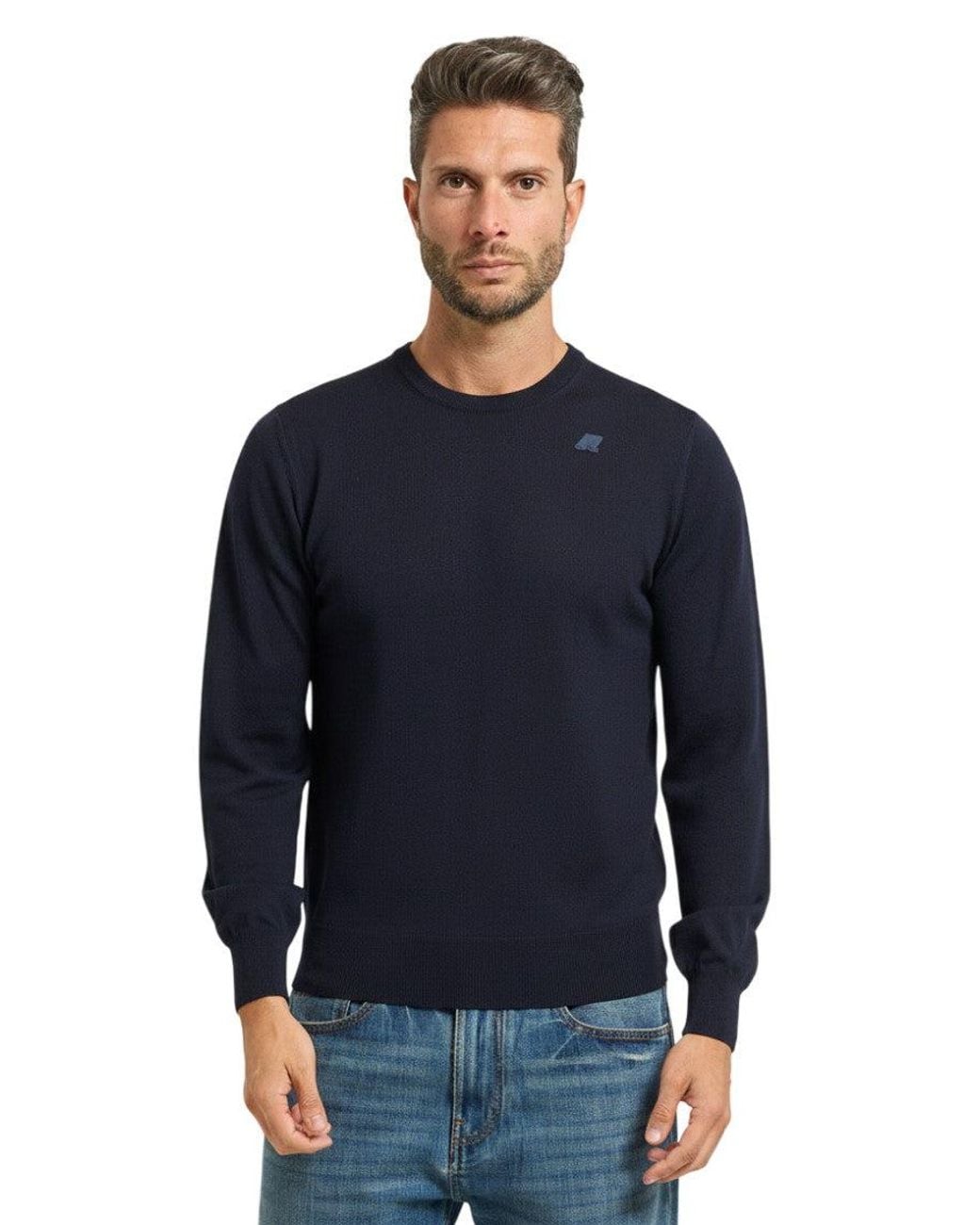 K-Way Blue Dark Crew Neck Sweater for men
