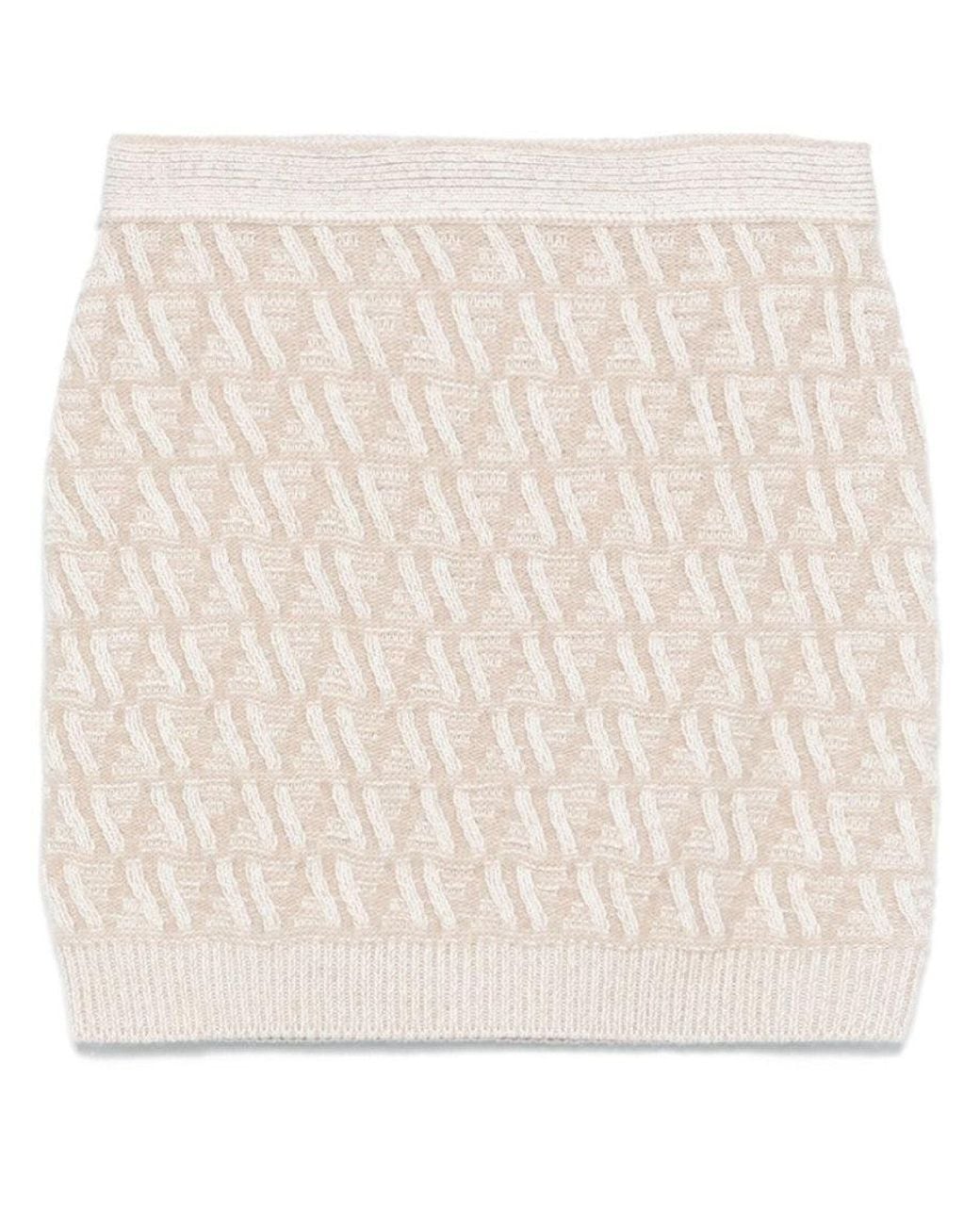 Fendi Natural Ff Cashmere And Wool Mini Skirt