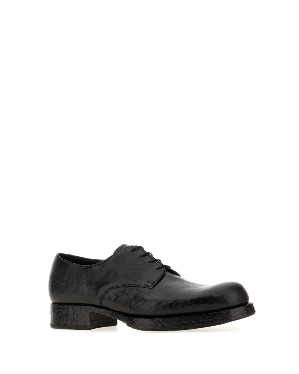Prada Black Leather Lace-Up Shoes for men