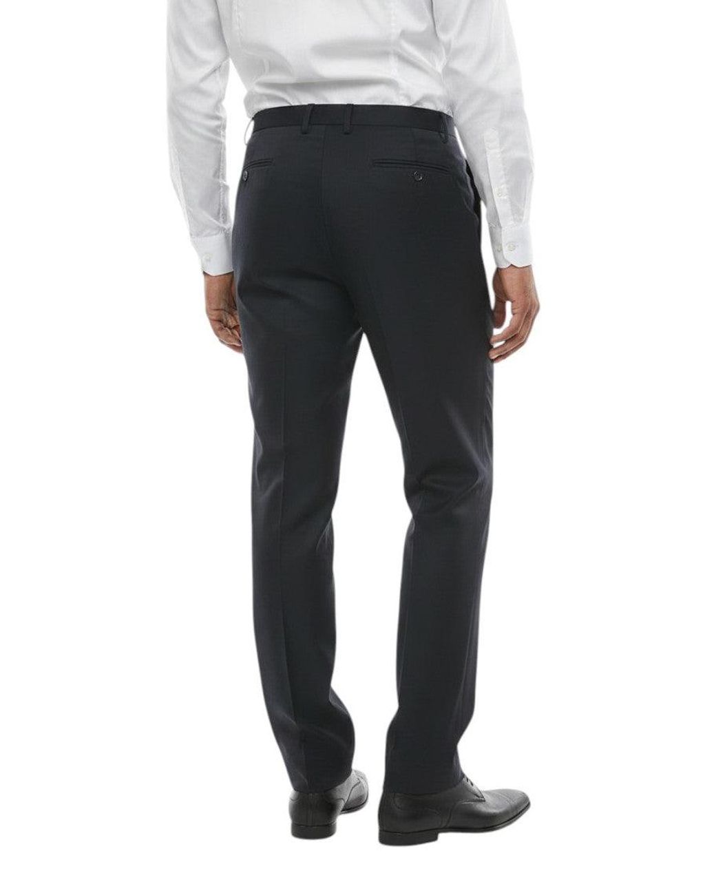 Corneliani Black Flat Front Trousers for men