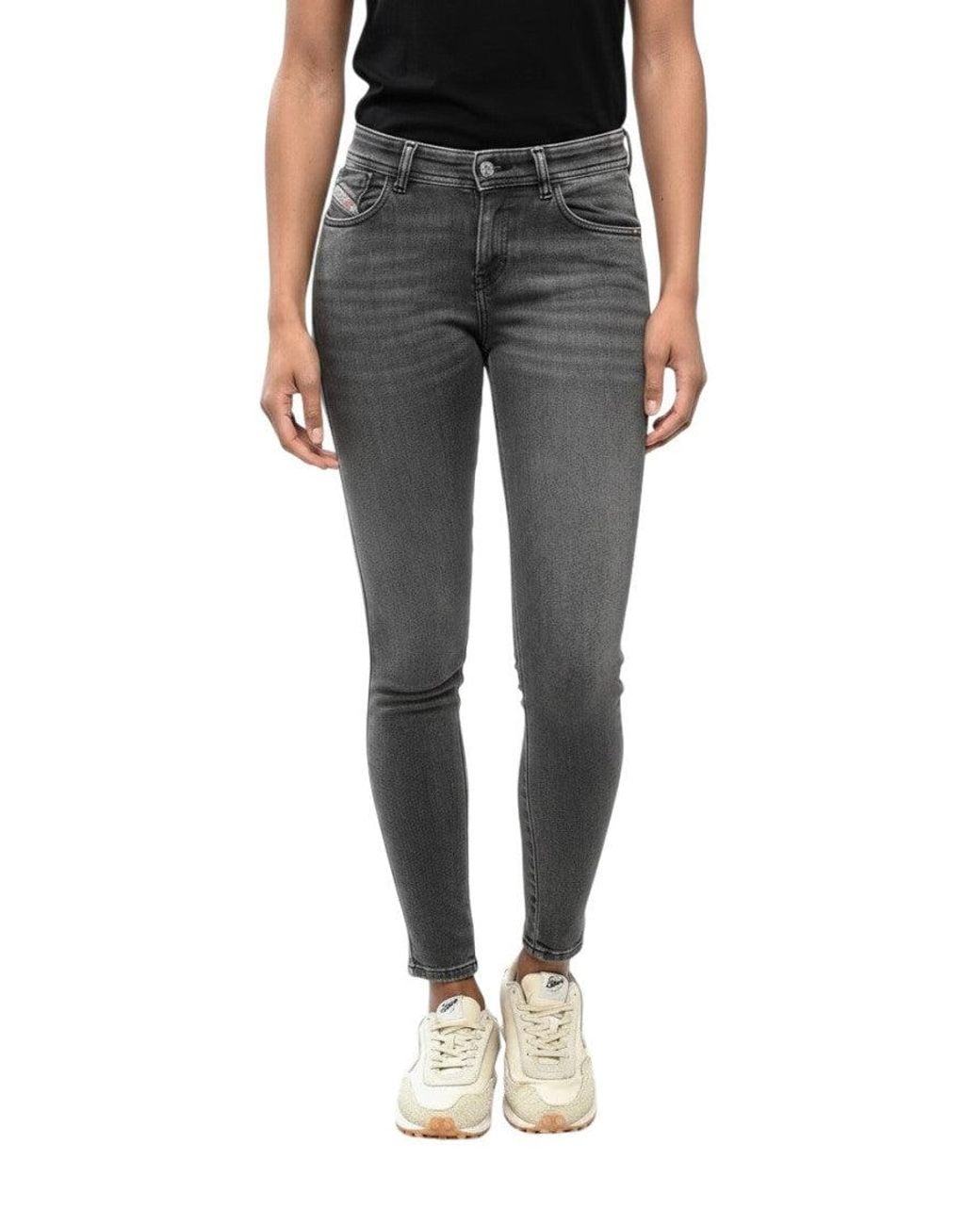 DIESEL Gray Skinny Mid Rise Jeans