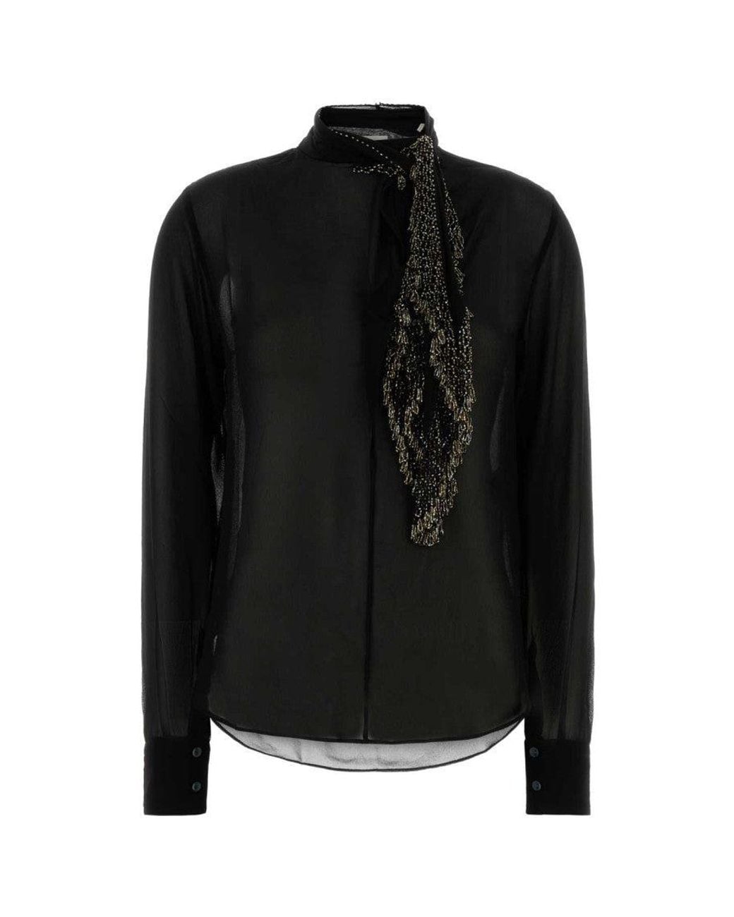 Isabel Marant Black Tie Fastening Long Sleeves Top