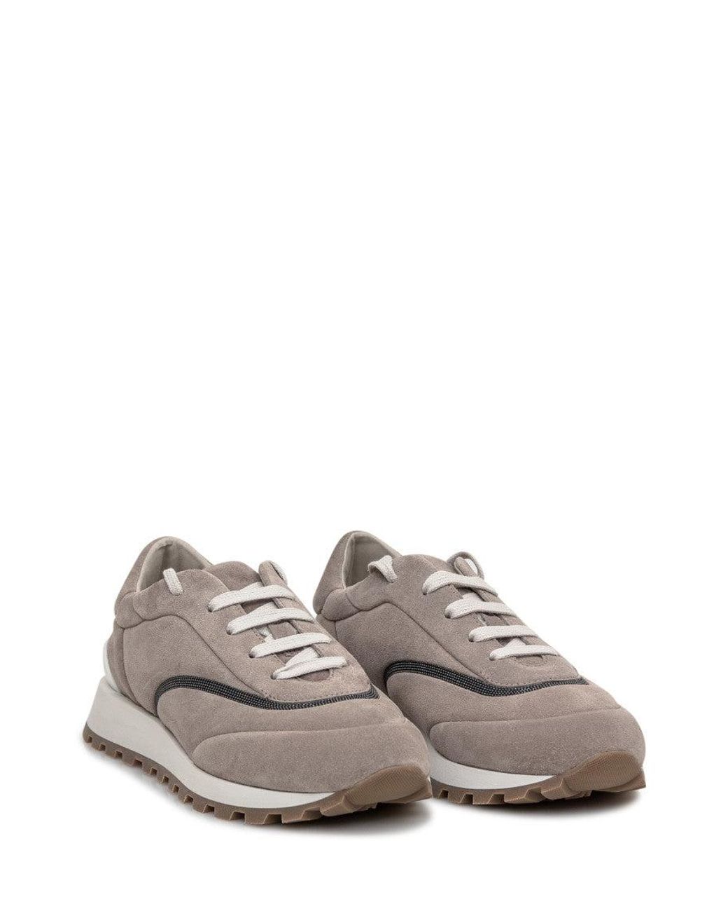 Brunello Cucinelli White Lace-Up Sneakers