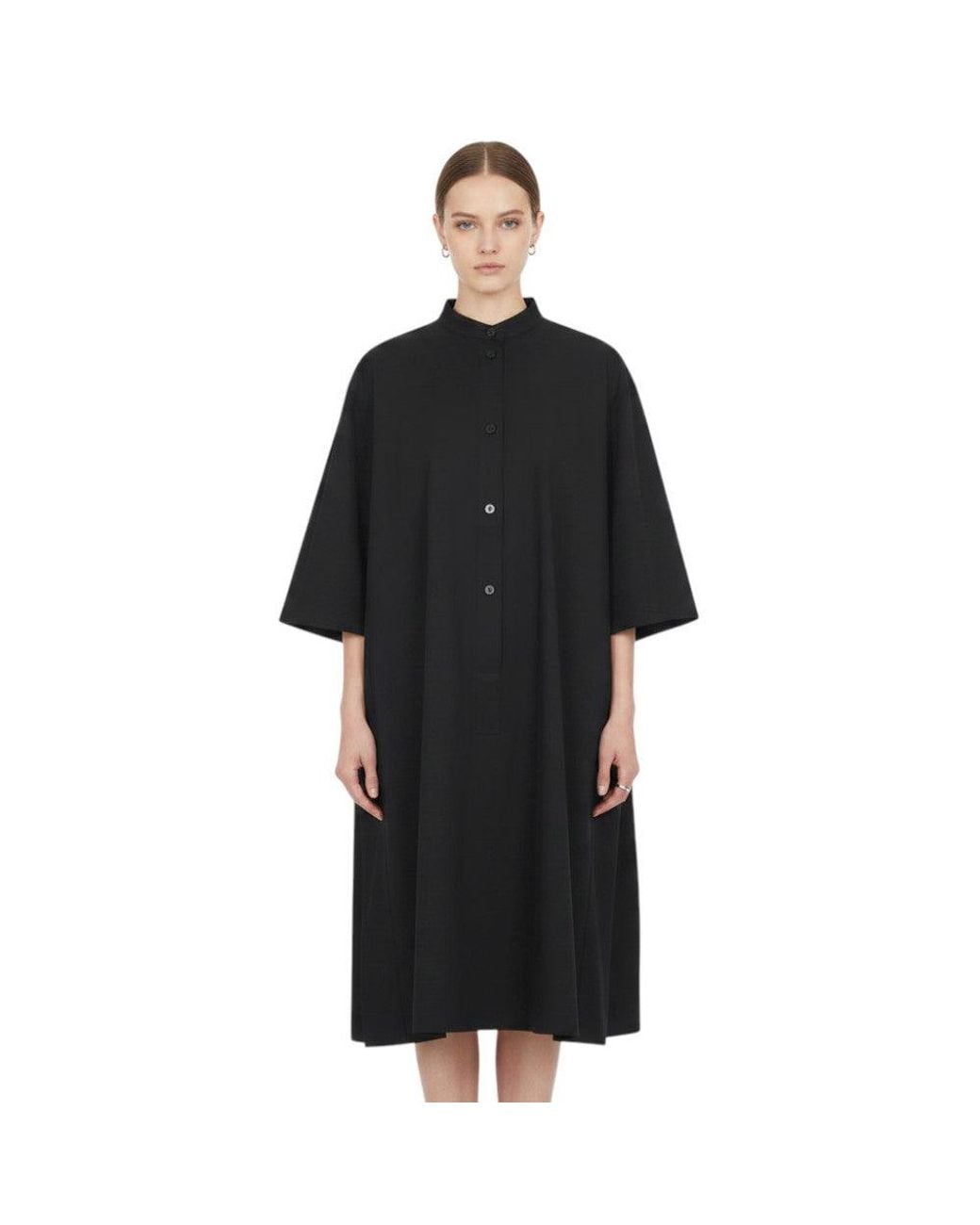 Studio Nicholson Black Mandarin Collar Midi Dress