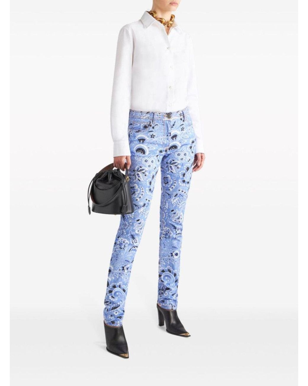 Etro Blue Sky Printed Denim Jeans