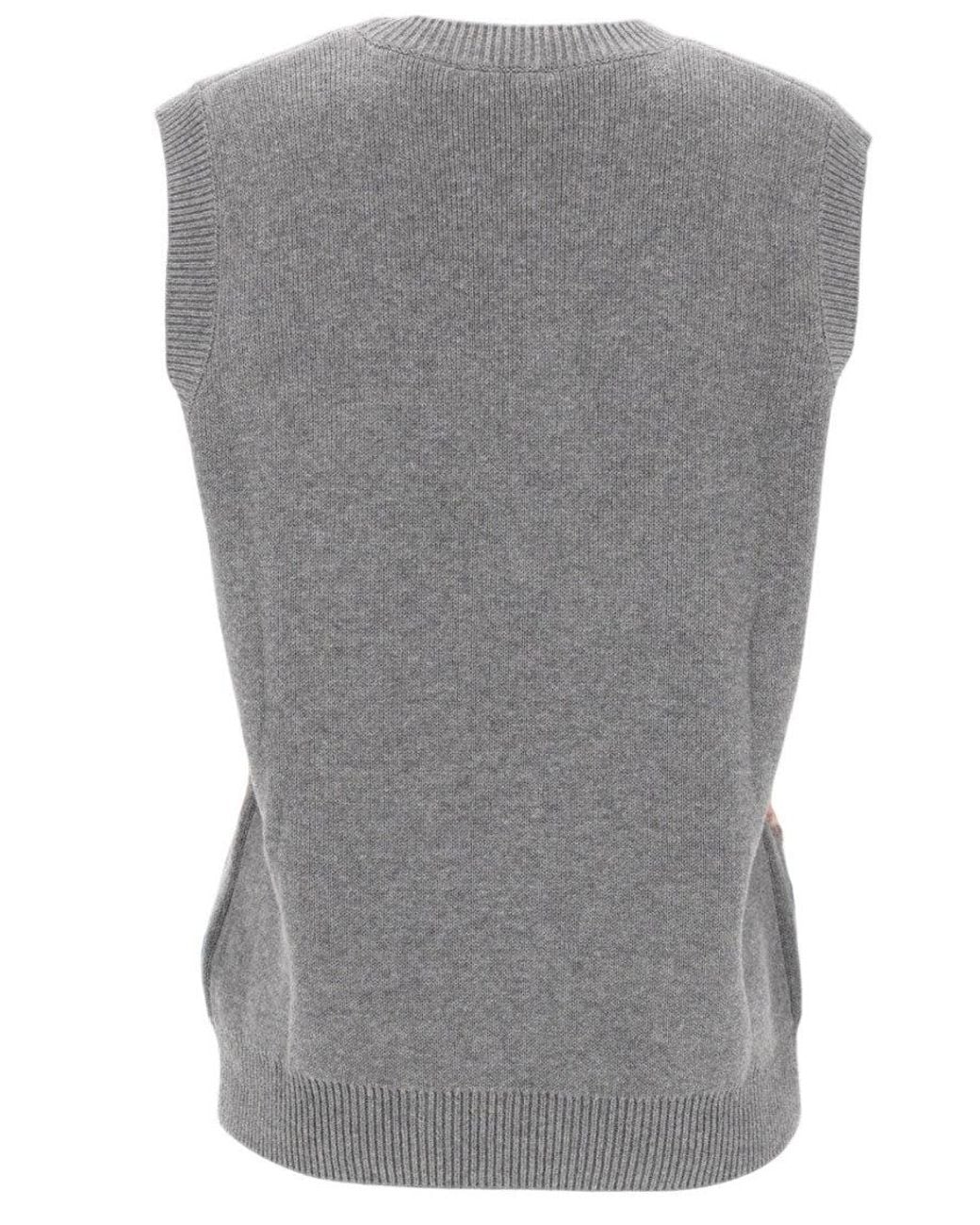 Ganni Gray Floral Round Neck Top