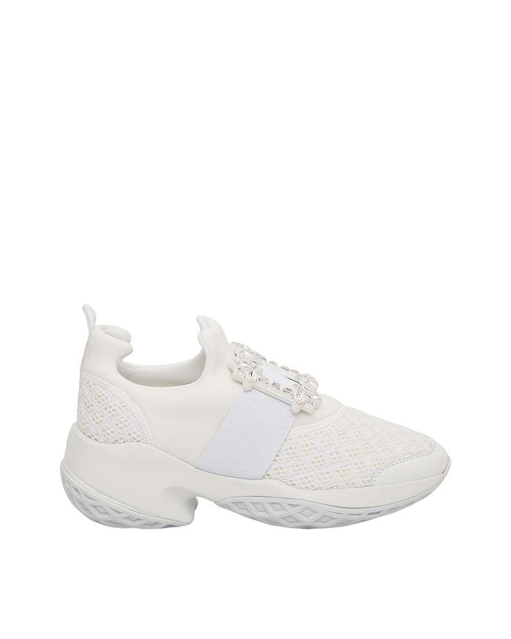 Roger Vivier White Crystal Sneakers