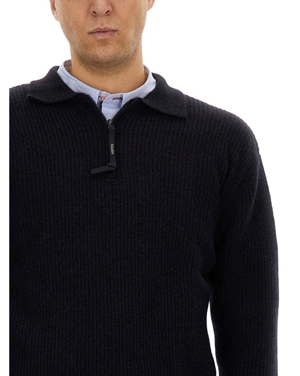 Aspesi Blue Wool Jersey for men