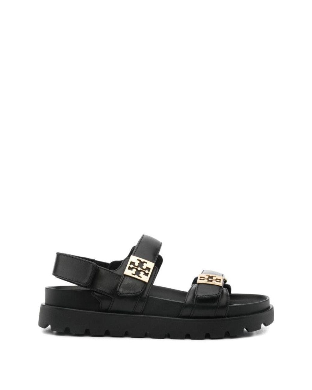 Tory Burch Black Logo Leather Sandals