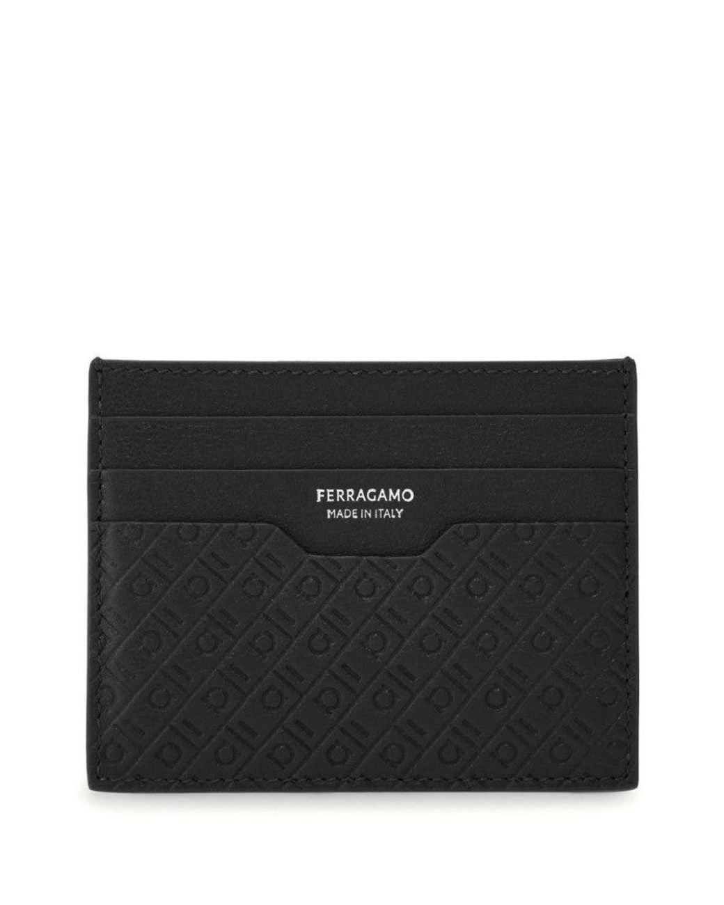 Ferragamo Black Logo Textured Wallet for men