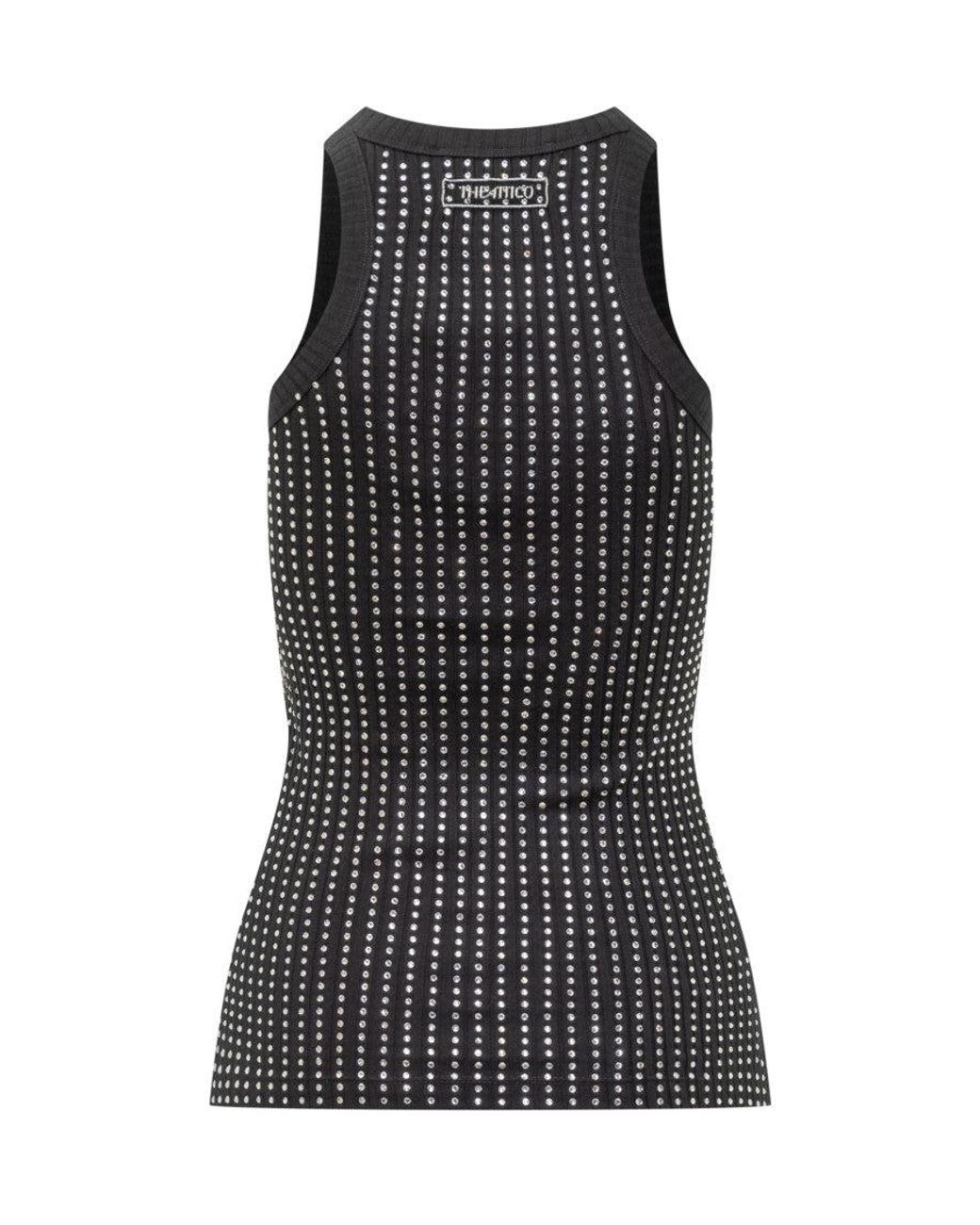 The Attico Black Thermal Glitter Camisole