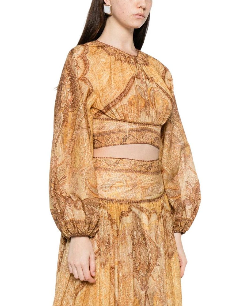 Zimmermann Natural Paisley Round Neck Top