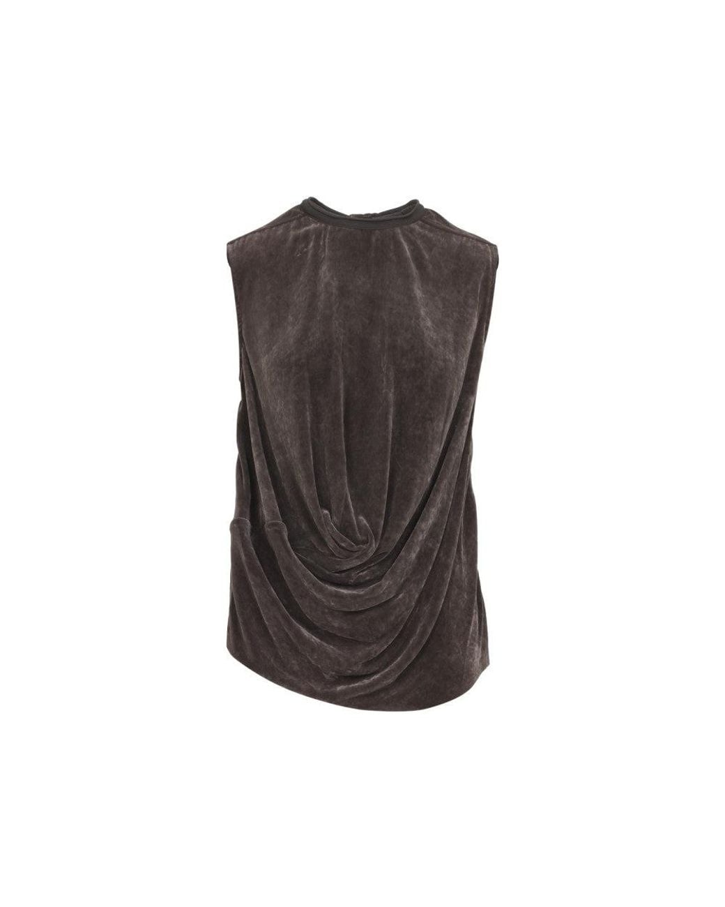 Rick Owens Brown Solid Crew Neck Top