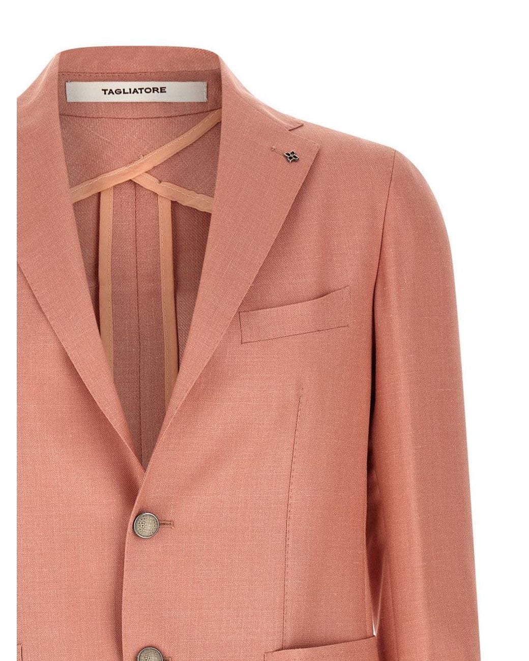 Tagliatore Pink Notched Lapel Blazer for men