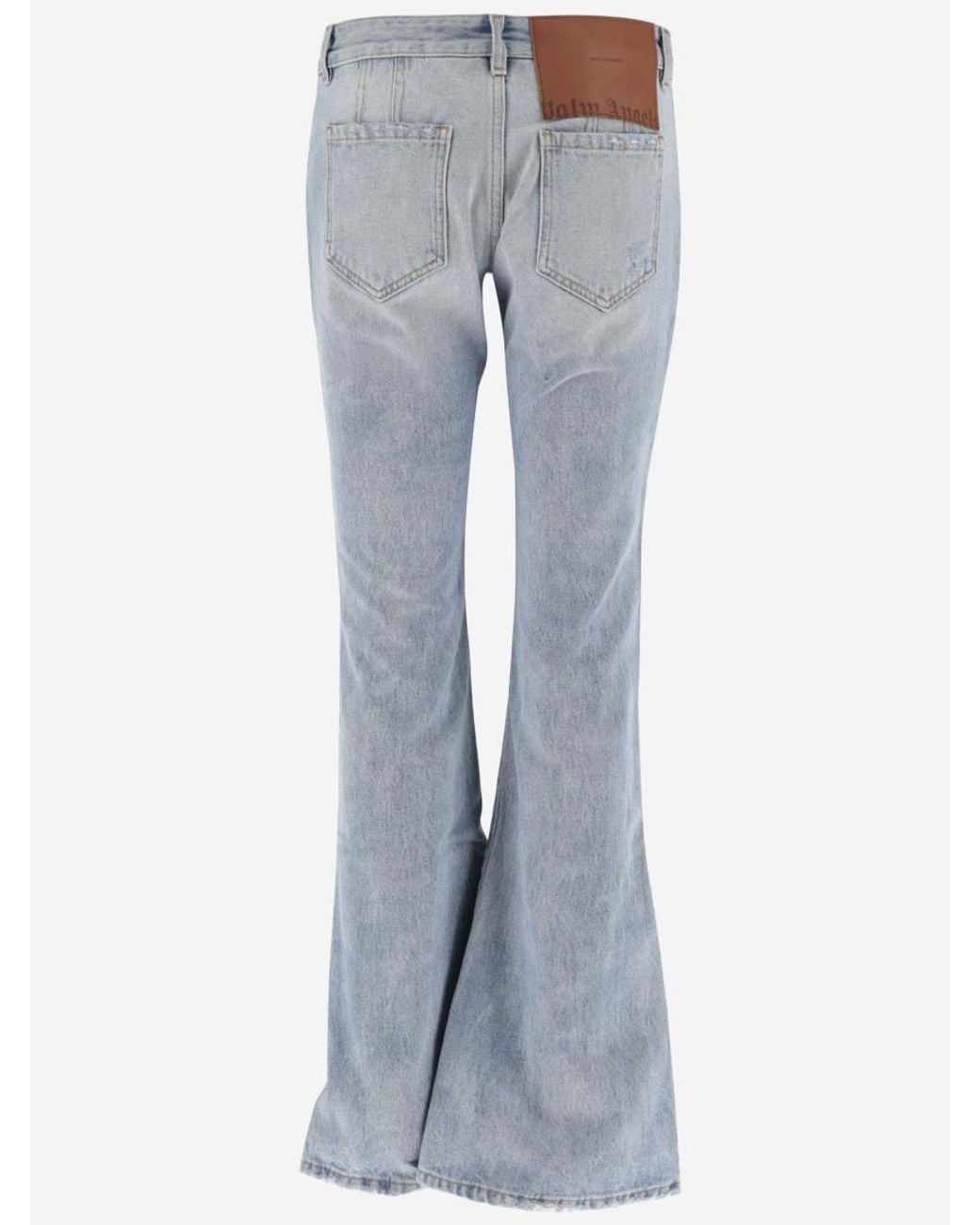 Palm Angels Blue Low-Rise Flared Cotton Denim Jeans