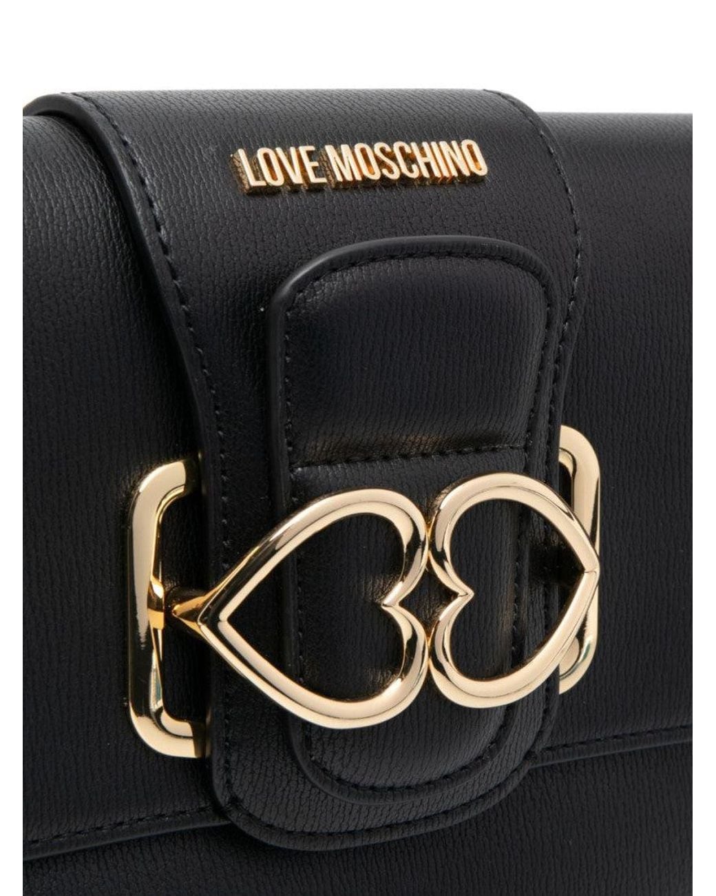 Love Moschino Black Heart-Plaque Small Crossbody Bag