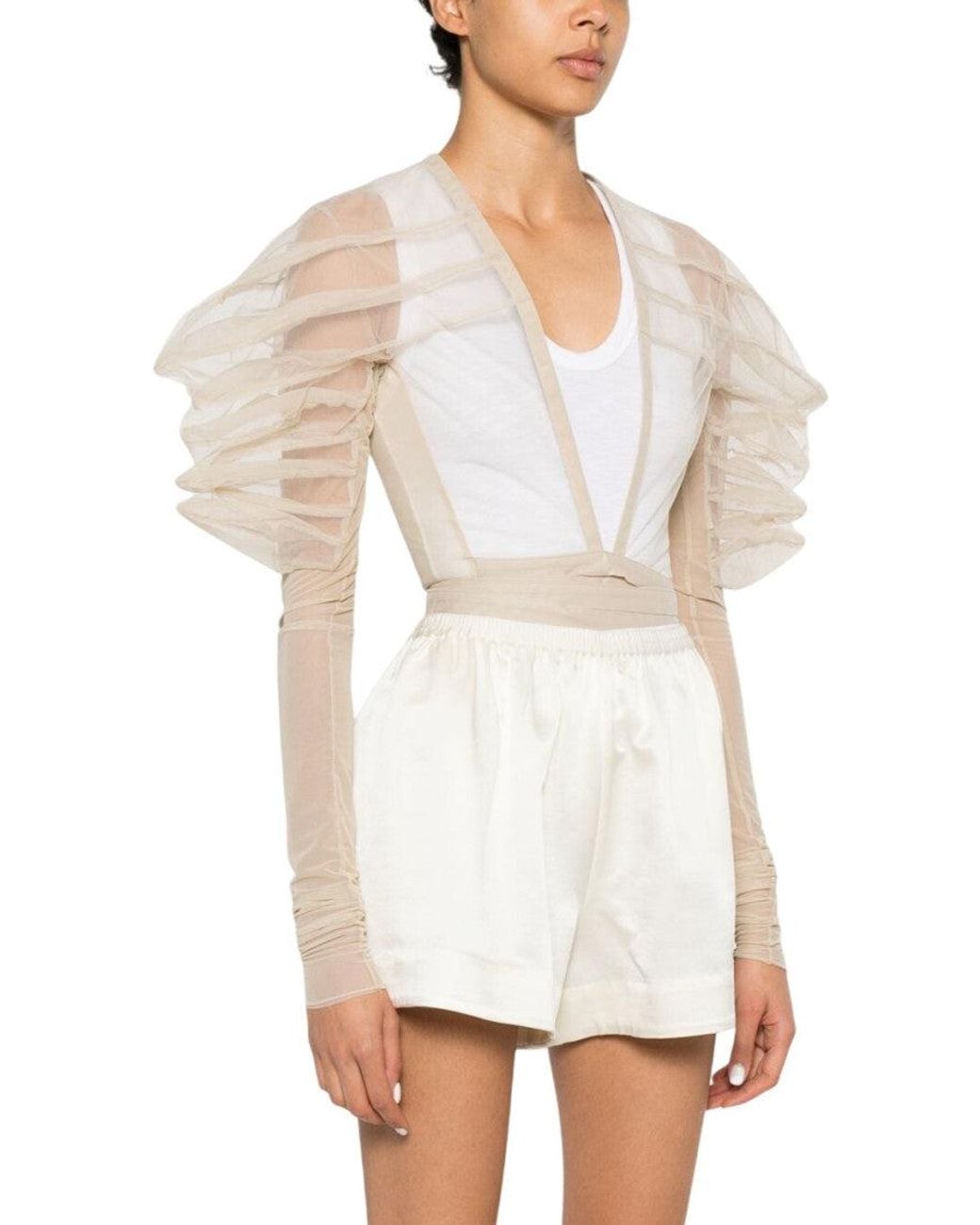 Rick Owens White Solid V Neck Top