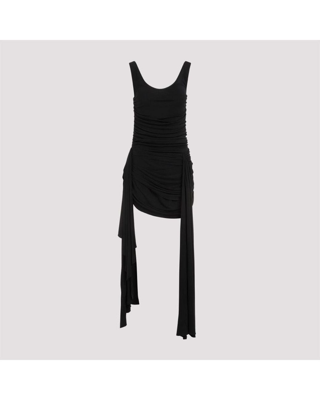 Mugler Black Gathered Effect All-Over Dress