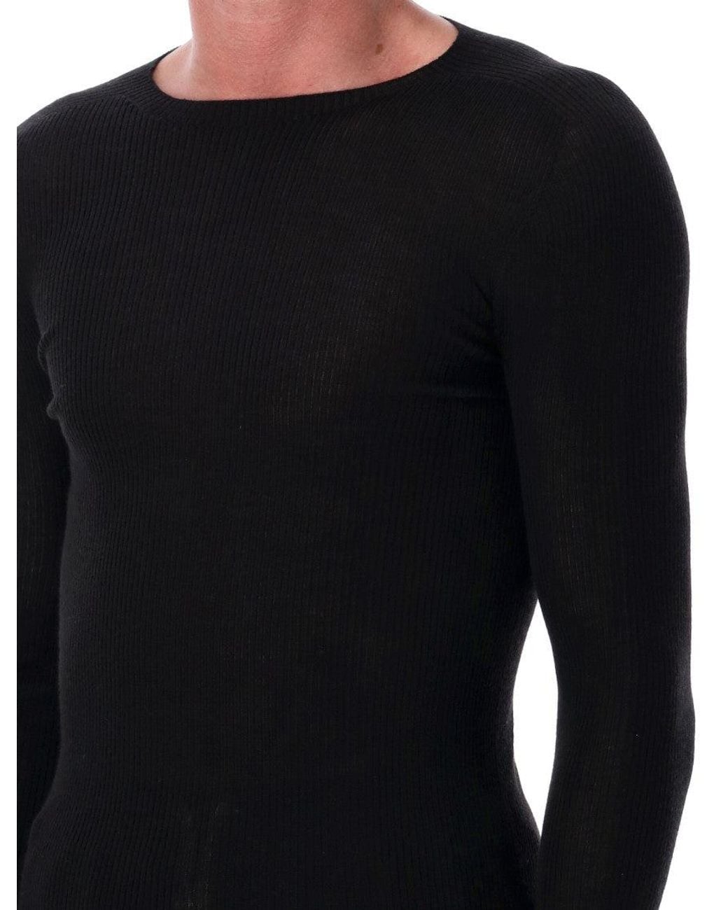 Rick Owens Blue Ribbed Sweater for men