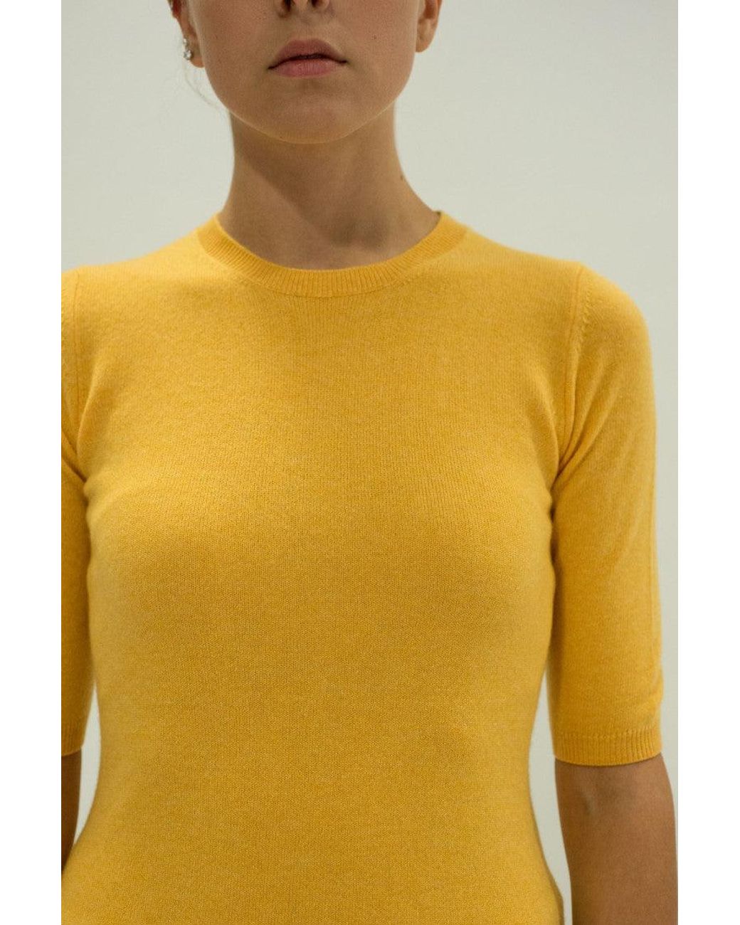 LA ROSE Yellow 3/4 Cashmere Top