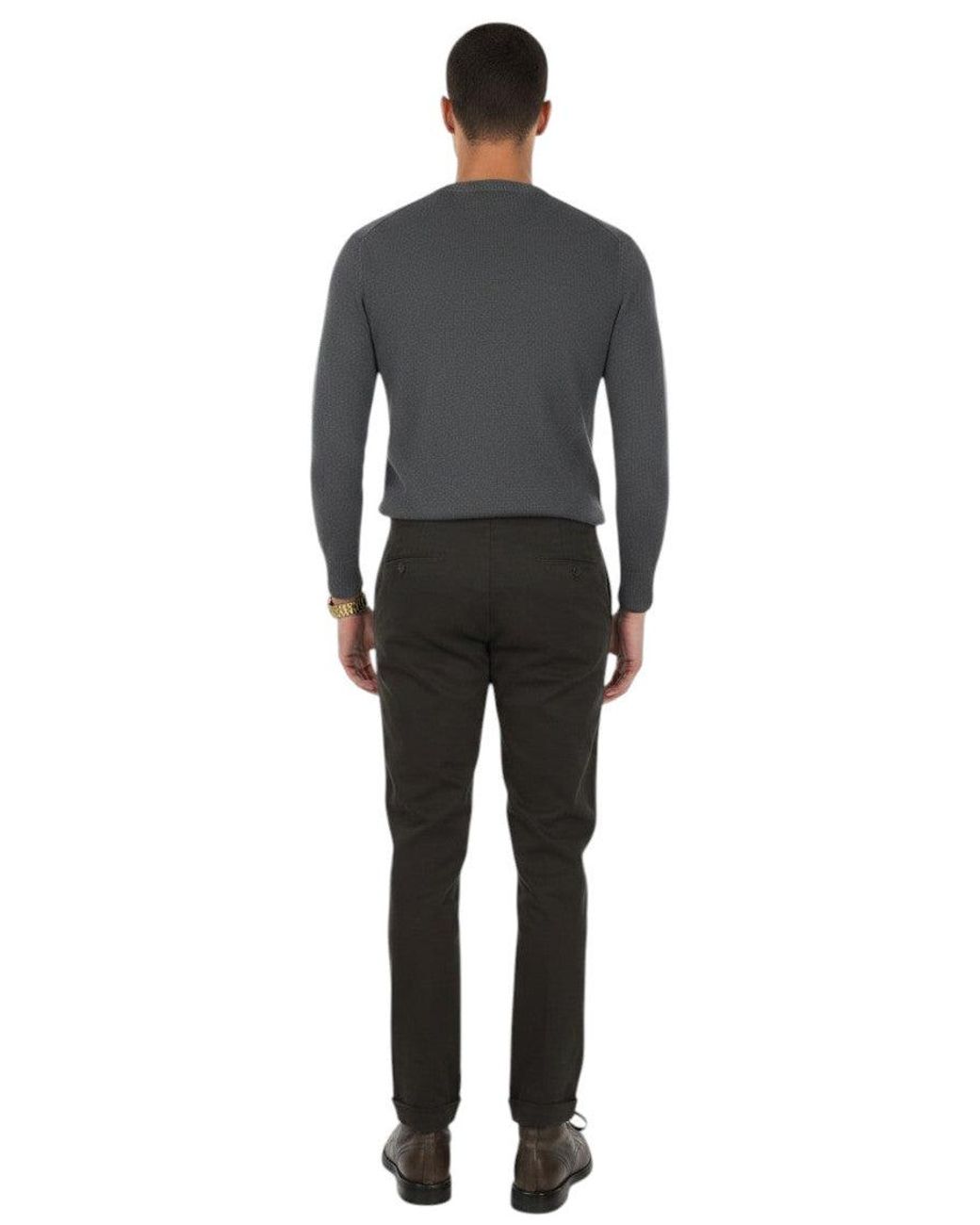 Corneliani Black Flat Front Trousers for men