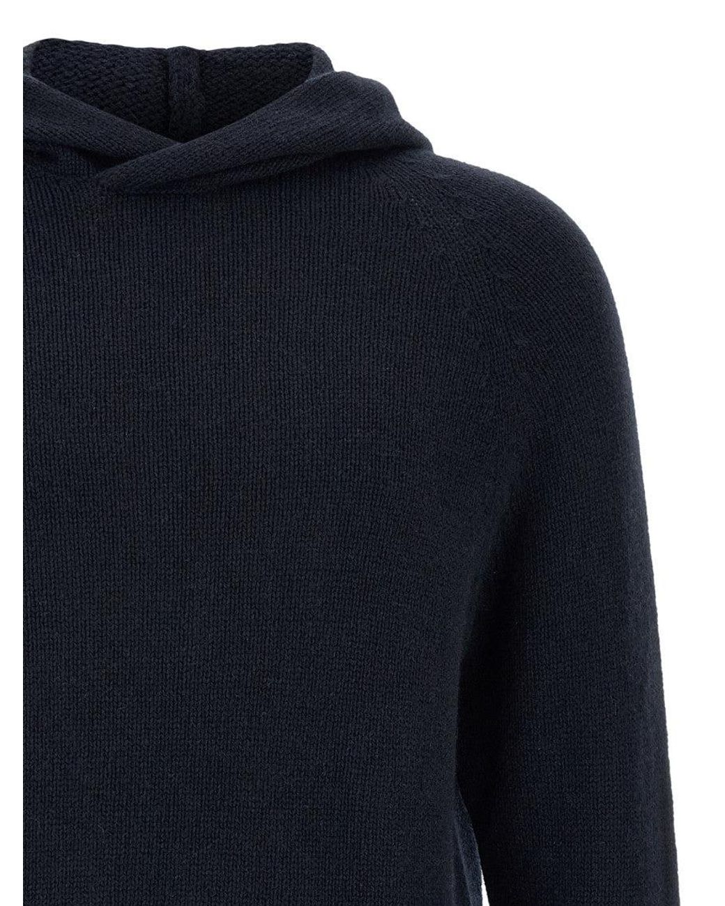 Ma'ry'ya Blue Relaxed Knitted Hoodie for men