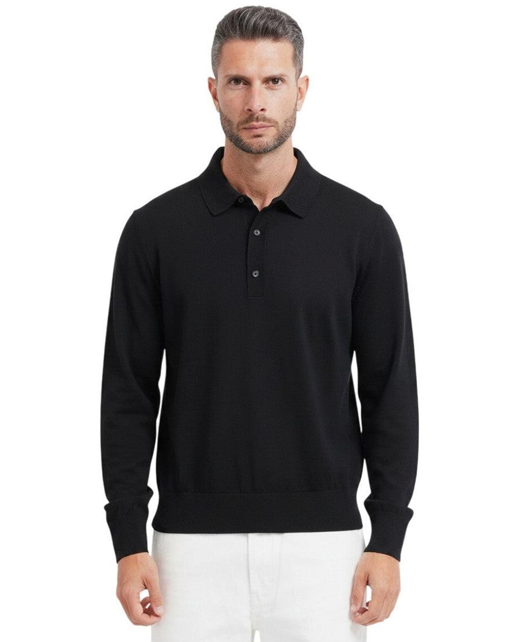 Boss Black Solid Full Sleeves Polo for men