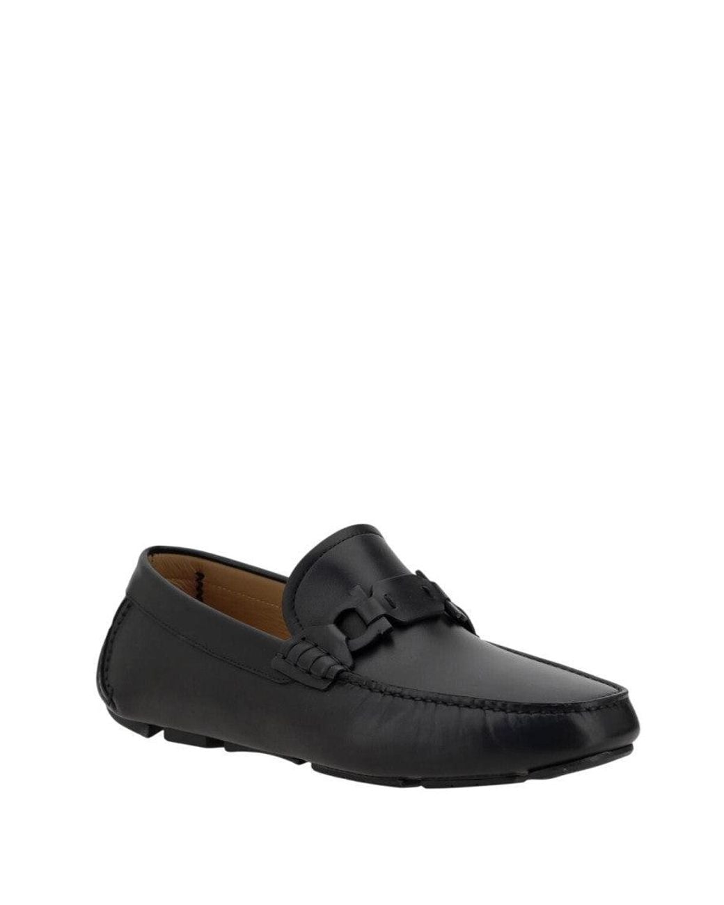 Ferragamo Black Leather Byte Loafers for men