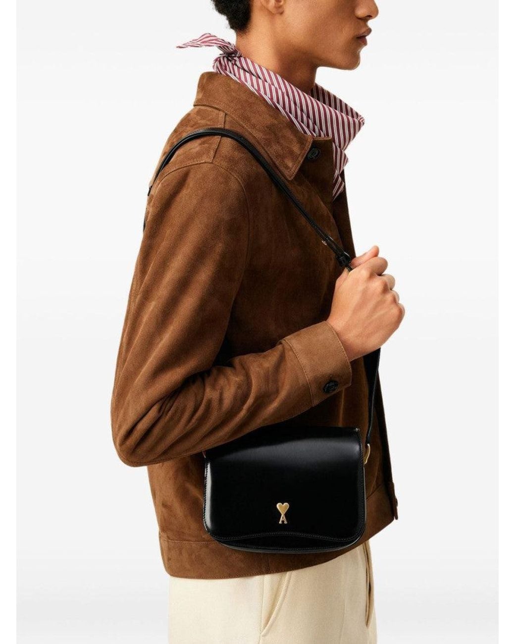 AMI Black Logo Shoulder Bag