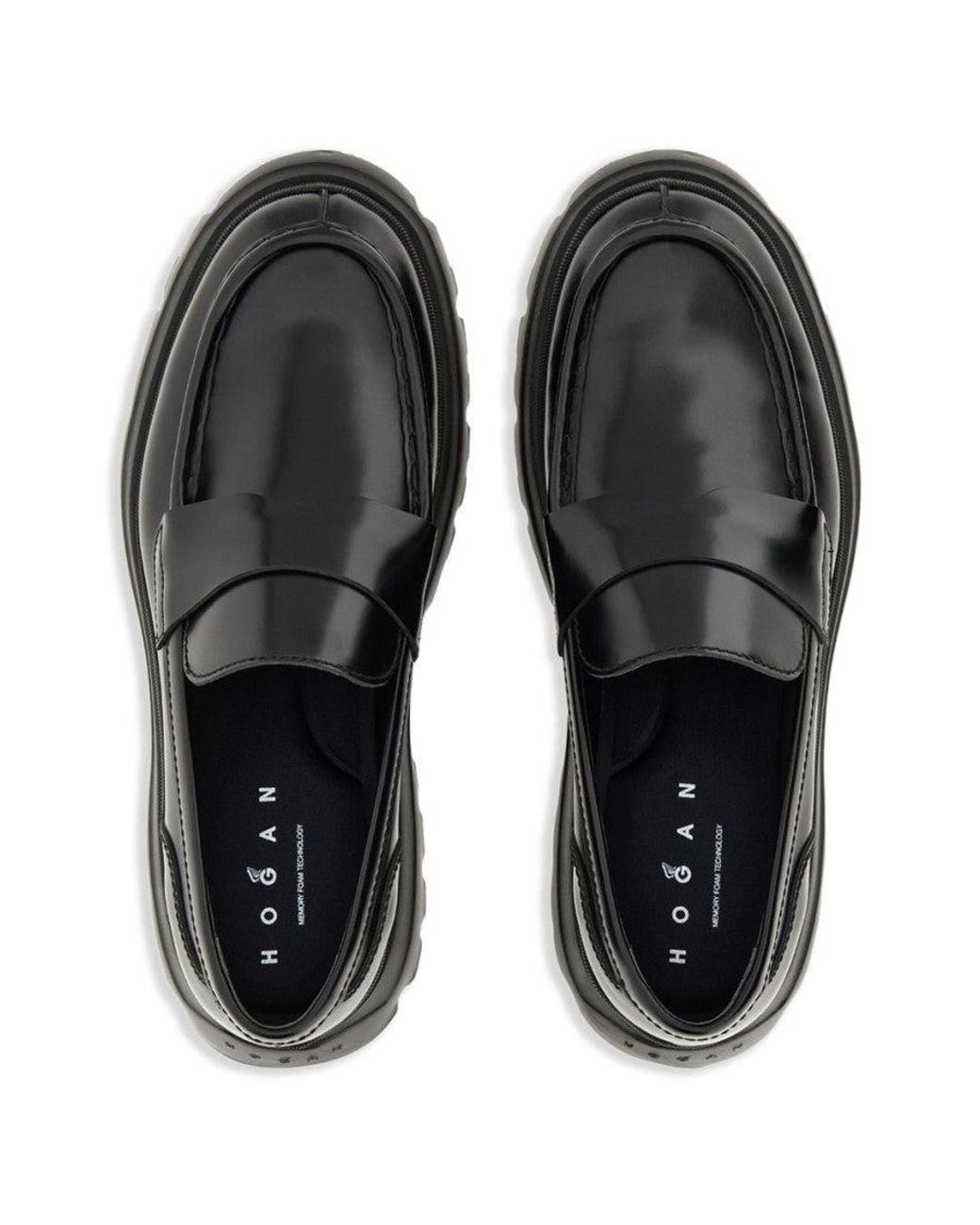 Hogan Black Leather Loafers for men