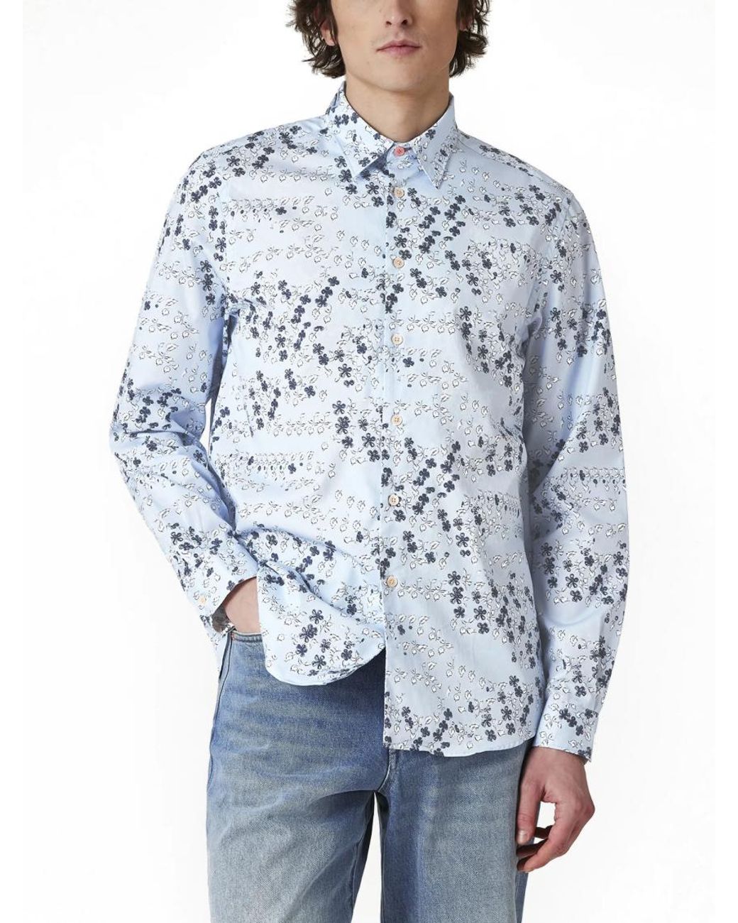 Paul Smith Blue Flower Regular Fit Shirt for men