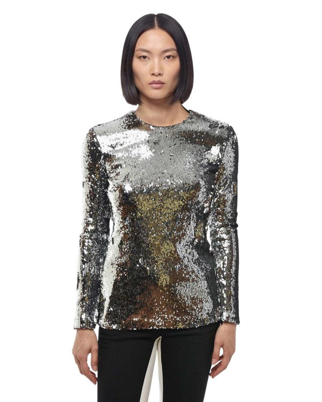 Stella McCartney Metallic Embellished Crew Neck Top