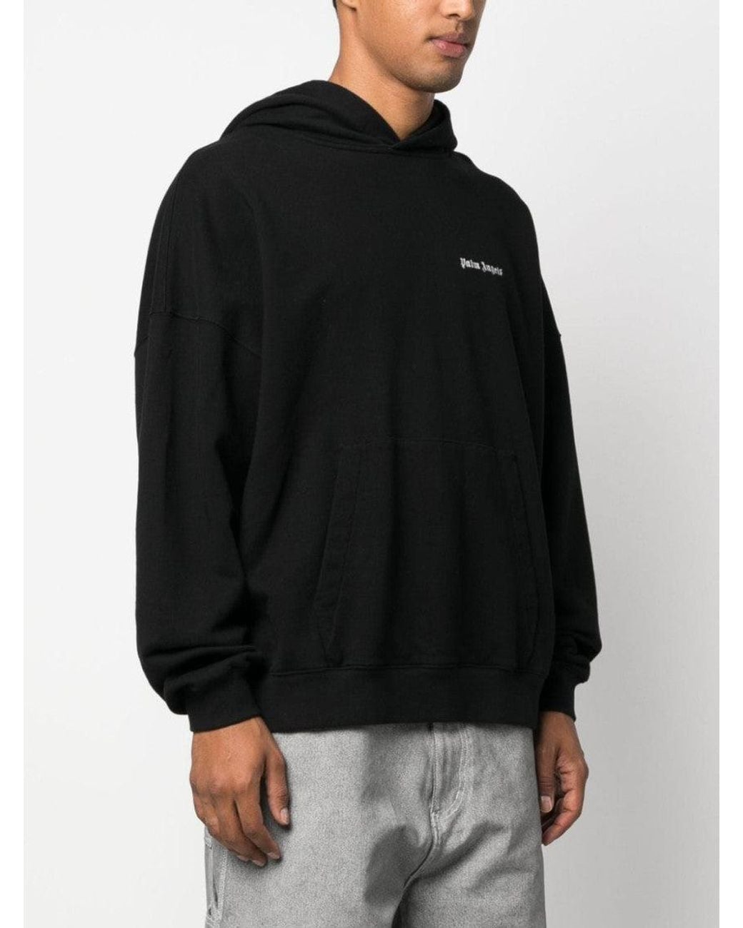 Palm Angels Black Classic Logo Emb Hoodie, Long Sleeves, 100% Cotton, Size: Medium for men