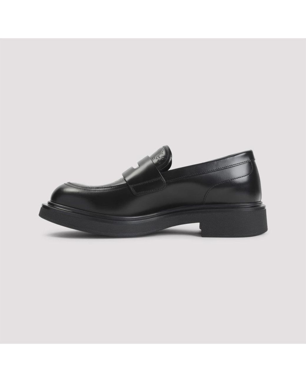 Gucci Black Enki Calf Leather Loafers for men