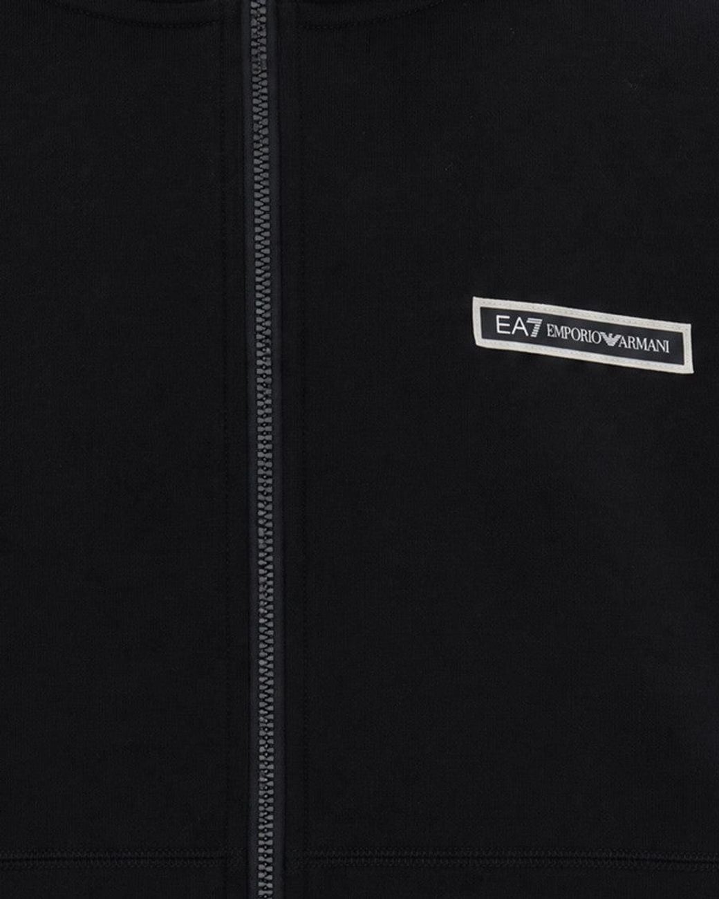 EA7 Black Regular Logo Hoodie for men
