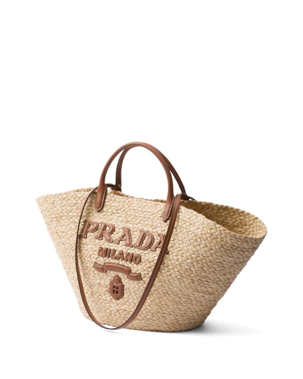 Prada Pink Natural Logo-Appliqué Tote